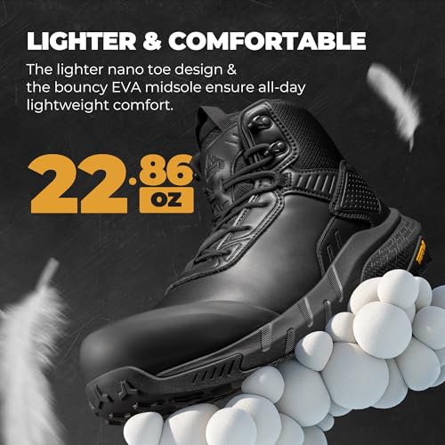 NORTIV 8 Composite Toe Boots for Men – Waterproof Lightweight Non-Slip ASTM F2412-24 & ASTM F2913-24 Safety Work Boots for Warehouse & Construction, VaporGuard-Nano2