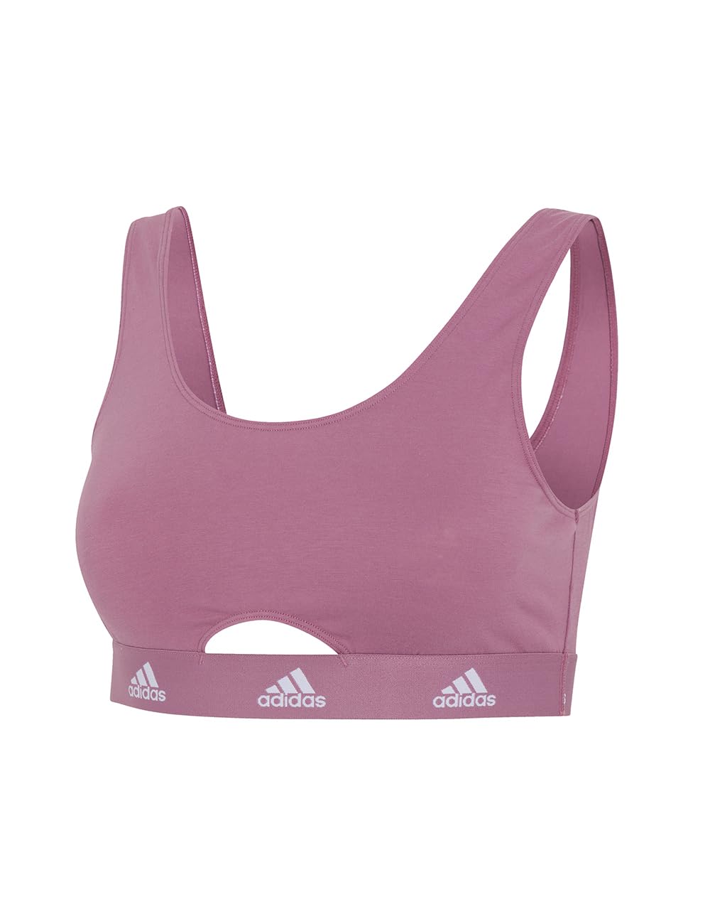 adidas Women's Underwear Bustier Bra - Scoop Bralette - Sport Active Comfort Cotton, Wonder Orchid_4a1h77, L