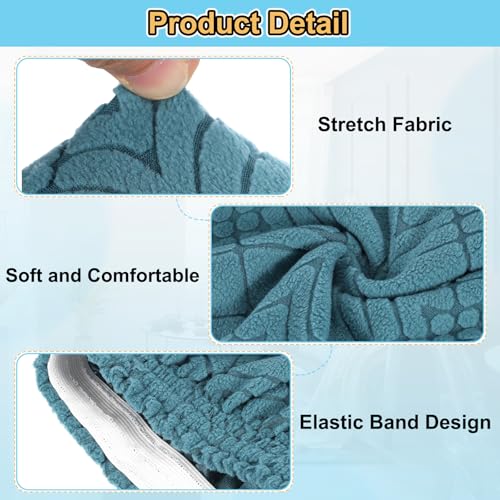 Housse repose-pieds jacquard bleu extensible protège de l'usure