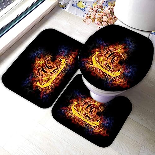 Badematte Set 3 Teilig 50x80 Wikinger Badematten 3D rutschfest Waschbar Badvorleger WC Vorleger...