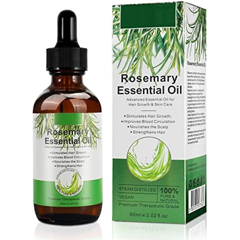 Rosemary Oil for Hair Growth, Rosemary Essential Oil for Skin & Hair Care, Hair Strengthening Oil for Fuller Healthier Hair, Perfect for Aromatherapy, Diffuser, Best Hair Thickening Products(60 ML) Cover