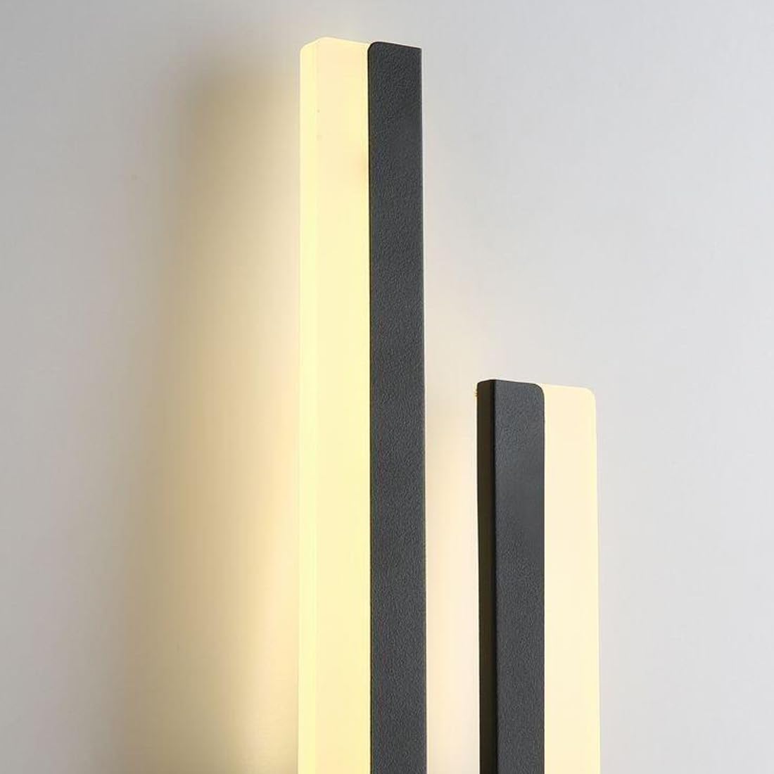 16W Wandleuchte Kreativ Korridor Lampe Schwarz Aluminium-Acryl-Schirm Wandlampe LED Dimmbar 3-Farben Schlafzimmer Nachttischlampe Modern Wandbeleuchtung für Flur Wohnzimmer Treppen Balkon Büro, 8*48cm
