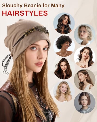 Gorro Slouchy para Mujer estilo Vintage Y2K miniatura 3
