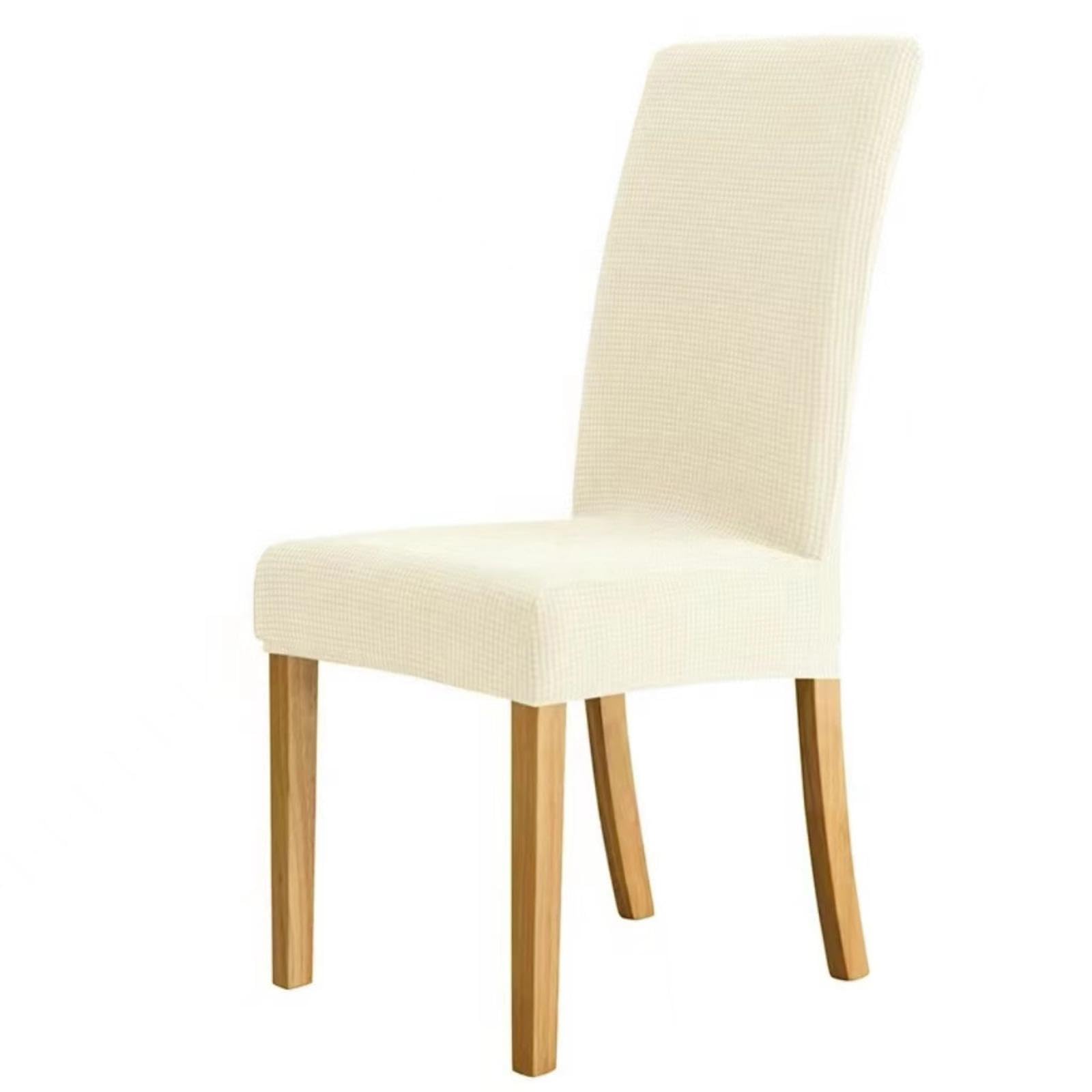 QWLEYCHN High Back Chair Covers Stretch Spandex Fabric,Stretch Chair Covers for Dining Chairs Set,Washable Chair Protector,Off white,4pcs