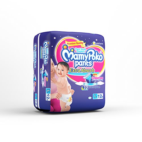 Image of MamyPoko Pants Extra Absorb Diapers, Large (Pack of 12) for Kids