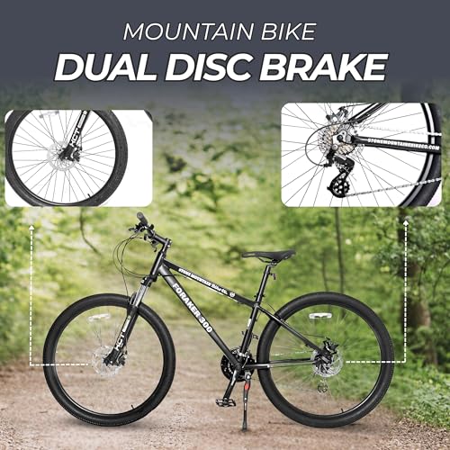Image of 5Seconds Foraker 300 Hybrid Mountain Bike for Men Women -21 Speed Adult Bicycle, Lightweight Aluminum Frame, Front Suspension, Mechanical Disc Brakes, Trigger Shifters, All-Terrain MTB