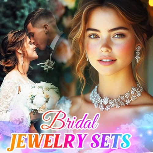 Aukmla Bridal Wedding Jewelry Set Silver Rhinestones Choker Necklaces Earrings Bracelet Sets Prom Jewelry for Women and Brides (Black) by Aukmla - Image 3