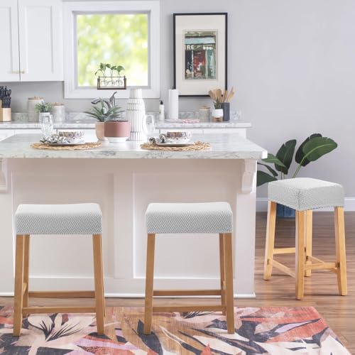 Image of YISUN Stool Covers Rectangle - 4 Pack Stretch Waterproof Saddle Seat Cover Counter Bar Stools Bar Chairs Covers Kitchen Island Chairs Cushion Protector