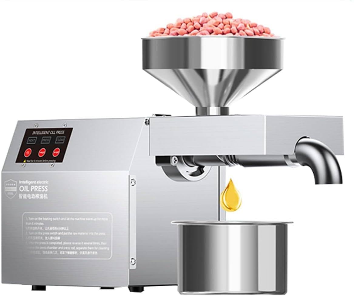 820w Oil Press Machine Nut Seeds Oil Extraction Cold or Hot Press Machine, For Coconut Flax Peanut Castor Perilla Seed Canola Cocoa Beans Sesame