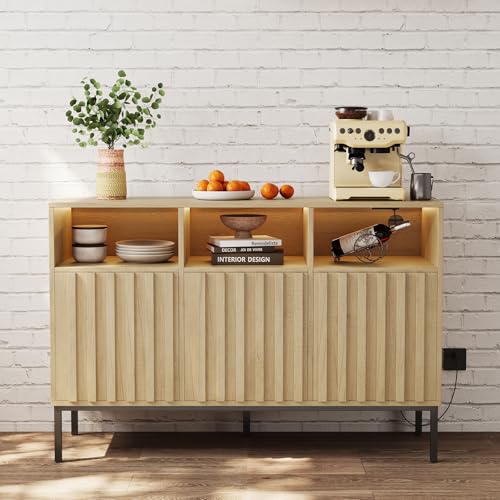 Svimi Storage Cabinet Buffet Cabinet with Storage, Fluted Sideboard Cabinet