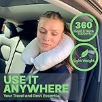 Sacred Thread Rayon Derived from Bamboo Travel Neck Pillow for Airplanes, Memory Foam for Airplane, Ergonomic Design Neck Rest, Travel Pillow for Sleeping (White) - Image 5