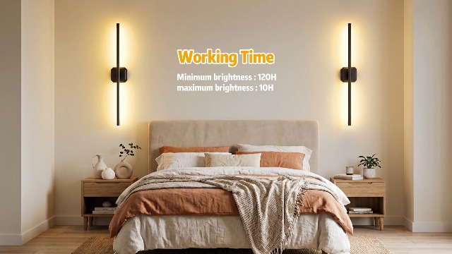 Image of Ollny Rechargeable Battery Operated Wall Sconces Set of Two with Remote Control, Dimmable & 3 Color Temperatures Wall Scones, 350 Rotatable Wireless Wall Lamps for Bedroom, Living Room, 28.7in
