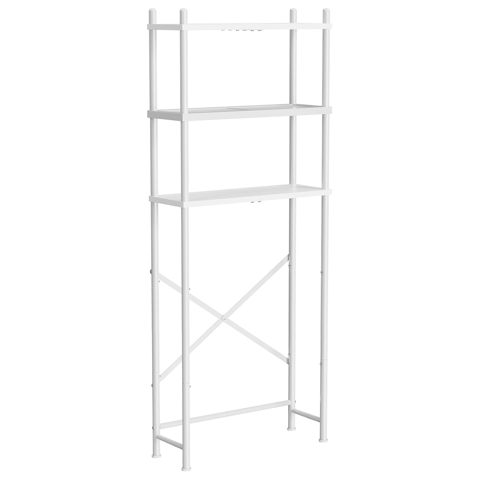 Photo 1 of HOOBRO Over The Toilet Storage, 3-Tier Over Toilet Bathroom Organizer, Freestanding Above Toilet Shelf with Adjustable Feet, Space Saving, Easy Assembly, White WW63TS01