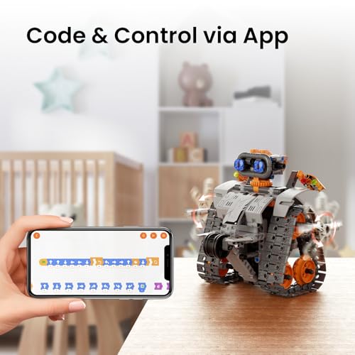 Image of Sillbird Robot Building Kit with Remote Control STEM Gifts for Kids Boys Age 8-12, Coding Robotics Toy for Birthday - Buildable 5in1 Models with 488 Pieces - Orange