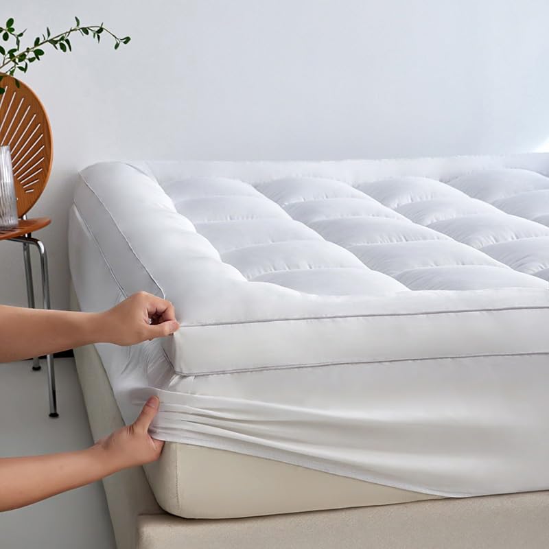 Surmatelas 160x200 cm matelassé pour lit 2 personnes gris - 6