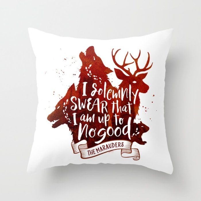 Potterhead Solemnly Swear RED Quote 16 * 16 Pillow with Cover | UBER Cool Merch for Fantasy Lovers