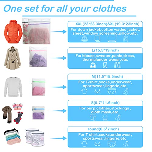 Ccidea 6 Pack Mesh Laundry Bags For Washing Delicates,Underwear,Bra,Shoes,Lingerie, Swimsuit, Dress, T-Shirt,Coat, Large Heavy Duty Travel Laundry Bag #TOP1