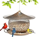 LBTING 屋外用鳥餌器 リスプルーフ 野鳥餌器 屋外吊り下げ用金属製鳥餌器 庭 丸型ランタン型