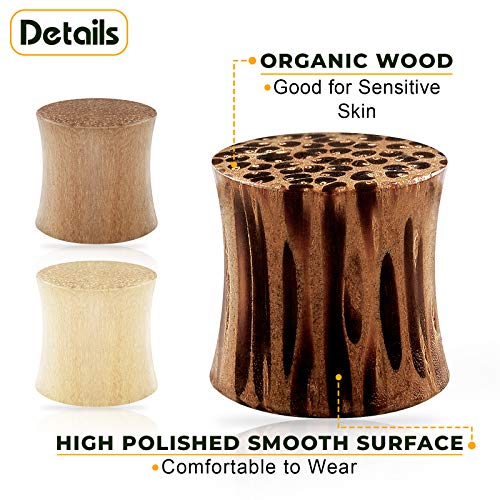 3 Pairs Wood Double Flared Saddle Piercing Jewelry Ear Stretcher Black horn Flesh Plugs Earring Lobe4