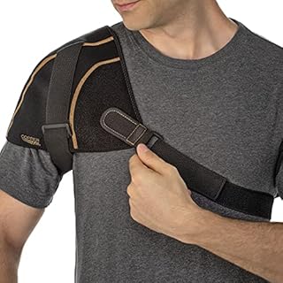 Copper Fit mens Copper Fit Rapid Relief Shoulder Wrap with Hot/Cold Ice Pack Base Layer, Black, Adjustable