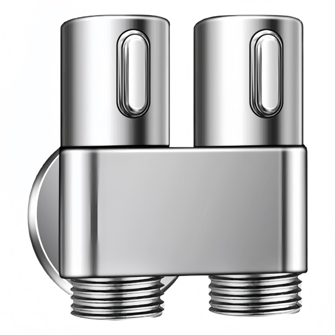 Robinet arrêt WC double sortie G1/2 vanne angle argentée