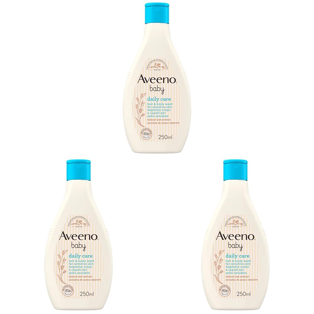 Aveeno Baby, Daily Care, Bagnetto Corpo e Capelli per Pelli Delicate, Senza Solfati e Parabeni, 250 ml (Confezione da 3)