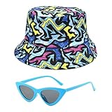 HDGSAFD 1 Stück Fischerhut Mit Hai-Print Und 1 Paar Sonnenbrille, Atmungsaktiver Sommer-Sonnenschutzhut, Faltbarer Fischerhut, Sonnenschutzprodukte Für Den Außenbereich.