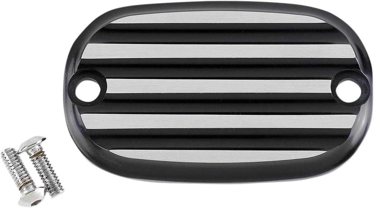 Joker Machine Rear Brake Master Cylinder Cover - Finned - Black Anodized/Silver 08012