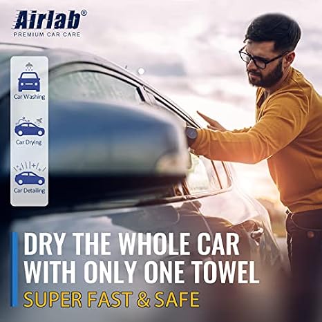 Airlab Microfiber Towels for Cars Drying Super Absorbent Cleaning Cloth, Pack of 1 and Carbon Microfiber Towels for Car Polishing Cleaning Cloth, Pack of 2
