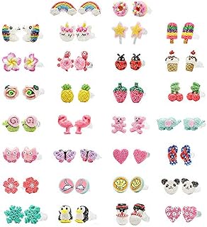 Minihope Hypoallergenic Plastic Post Earrings for Girls, Cute Multiple Animal Unicorn Donut Stud