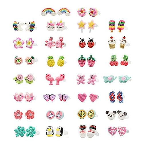 minihope Hypoallergenic Medical Post Earrings for Girls, Cute Multiple Animal Unicorn Donut Stud Earrings for Little Girls Kids, Made with Polymer Clay, Best Gifts for Girls (30 Pairs)