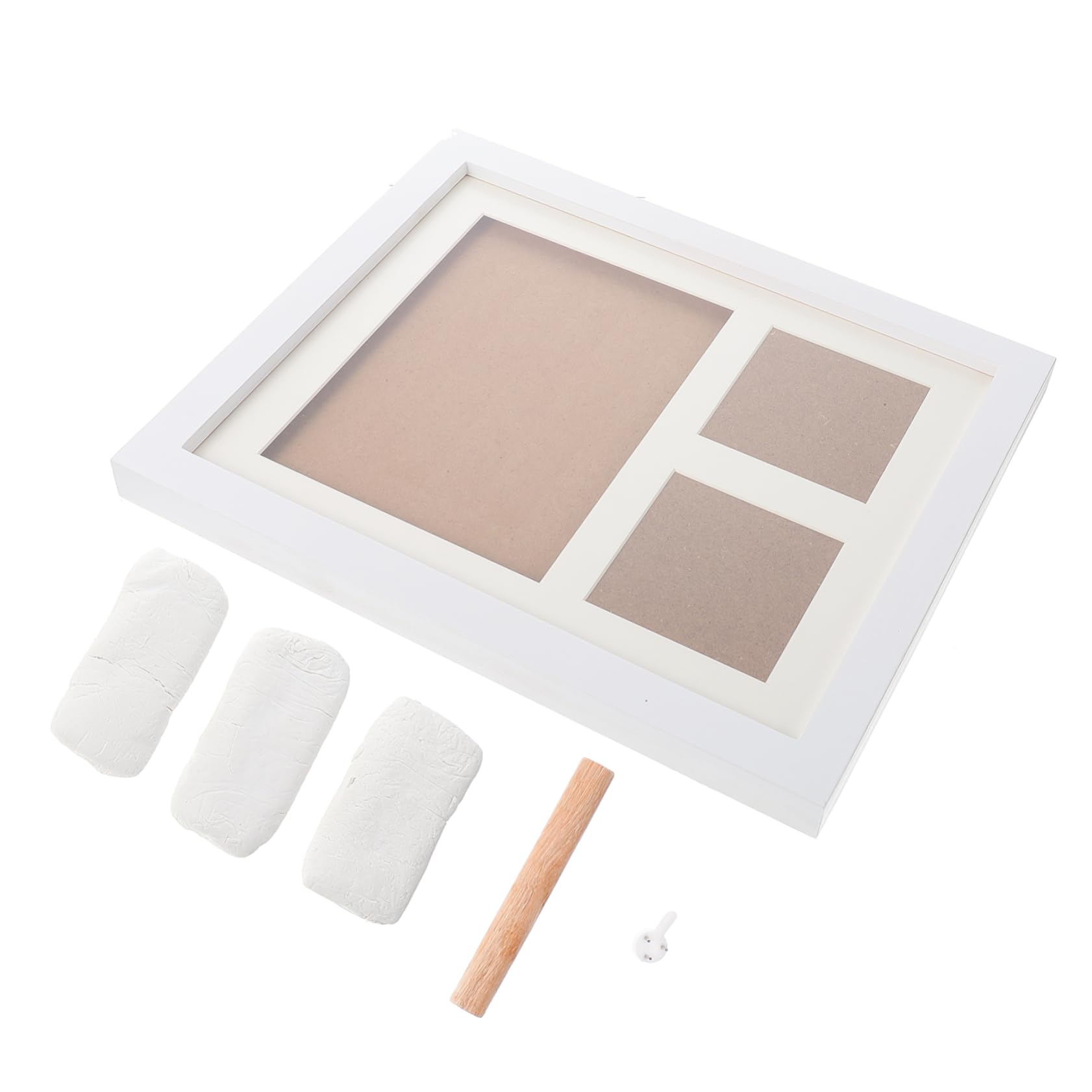 FUNOMOCYA Handprint Mud Photo 3-piece Wood Decorative Photo Holder Inkpad for Home Decor