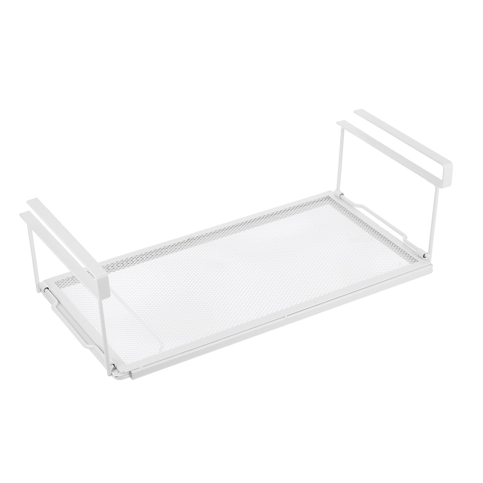 NUOBESTY Organizzatore da Cucina Sottolavello in Acciaio al Carbonio Bianco Regolabile Cestello Estraibile per Dispensa e Piano di Lavoro Facile Accesso