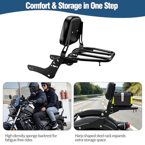XUYUZDQ Detachable Sissy Bar with Rack