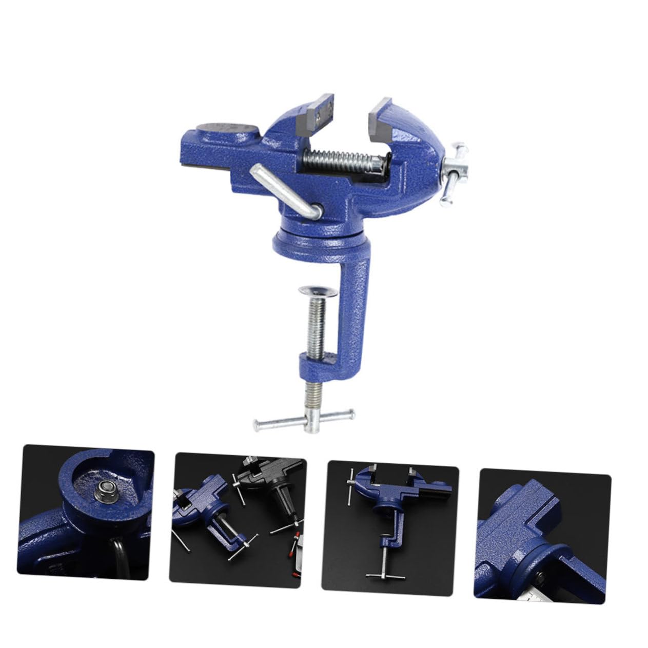 Étau D’établi Rotatif de Petite Taille à Base Pivotante, Bleu