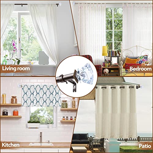 Kamanina 1 Inch Curtain Rods 72 To 144 Inches (6-12 Feet), Bronze Single Drapery Rods For Windows 69 To 140 Inches, Acrylic Crystal Ends #TOP7