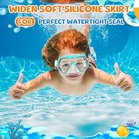 Schwimmbrille für Kinder, Schnorchel- und Tauchmaske mit Nasenabdeckung für Kinder von 6 bis 14 Jahren, aus gehärtetem Glas, 180°-Panorama-Sichtfeld, beschlagfrei, 2er-Pack – Ansicht 3