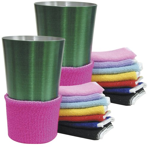 Terry Assorted Colors Beverage Drink Covers - Non Slip (Set of 16)