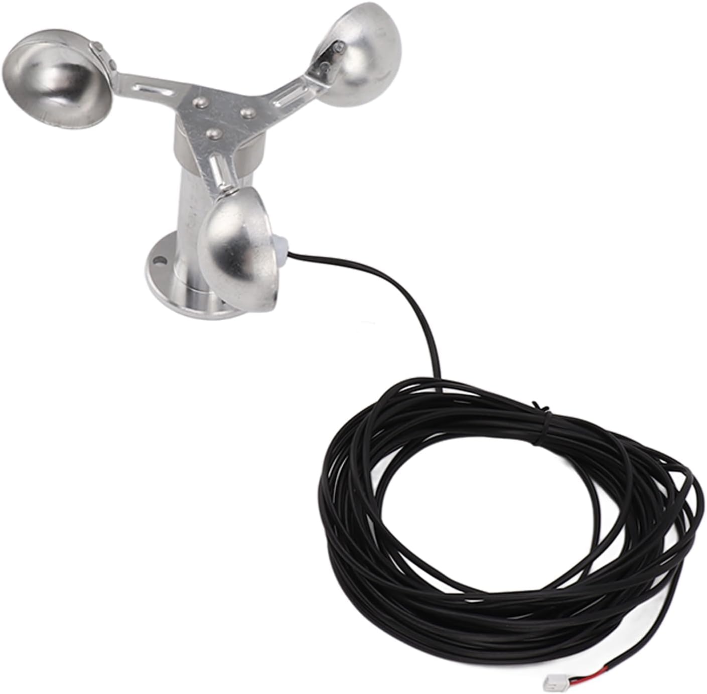 3-Cup Wind Speed Sensor Anemometer, Aluminum Alloy Weatherproof Wind Gauge 0–3.8V Output with 8m Cable for Meteorological Station, Power Plant, Wind Monitoring Replacement