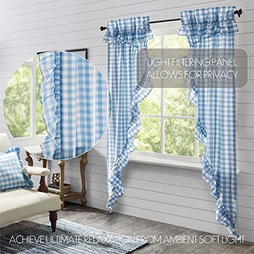 VHC-Brands-Annie-Blue-Buffalo-Check-Farmhouse-Ruffled-Prairie-Long-Panel-Curtain-Set-84x36x19 VHC Brands Annie Blue Buffalo Check Farmhouse Ruffled Prairie Long Panel Curtain Set 84x36x19