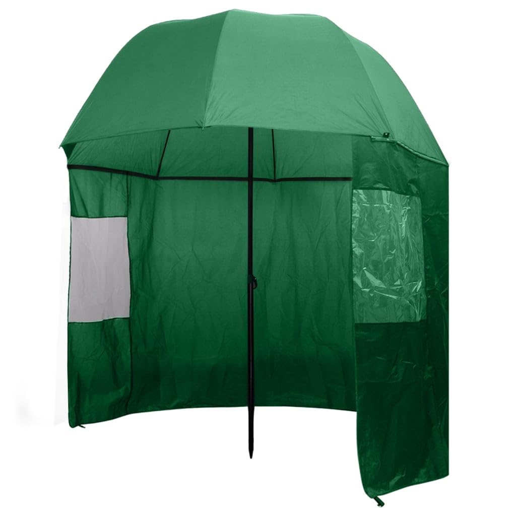 Parasol wędkarski, zielony, 300 x 240 cm, wodoszczelna, outdoorowa ochrona przed słońcem z powłoką PA, wytrzymały metalowy stelaż dla wędkarzy, na taras, do ogrodu, na plażę