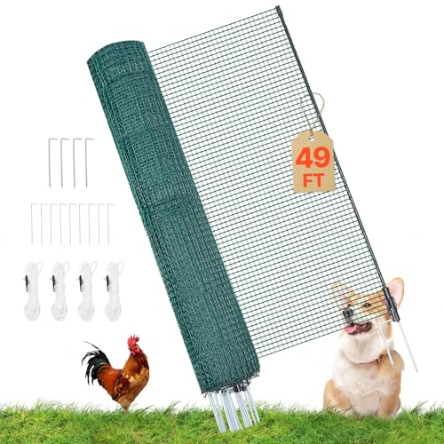 VEVOR Temporary Fence with Posts, 3.9 x 49.2 FT Plastic Mesh Fencing, Garden Safety Fences Netting with Double-Spike Stakes & Guy Ropes, Temporary Fence for Dogs, Chickens, Plants, Outdoor Yards by VEVOR - Used condition - US$60.19