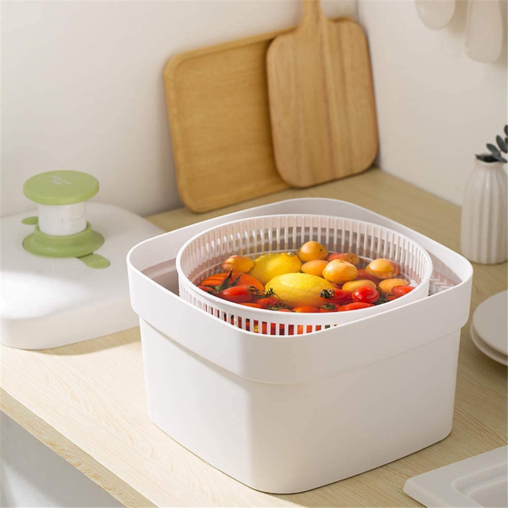 Centrifugador de ensalada manual de 7 litros - Lavadora de verduras de cocina con botón de parada rápida para deshidratar verduras - Elimina el exceso de agua de lechuga, espinacas, repollo