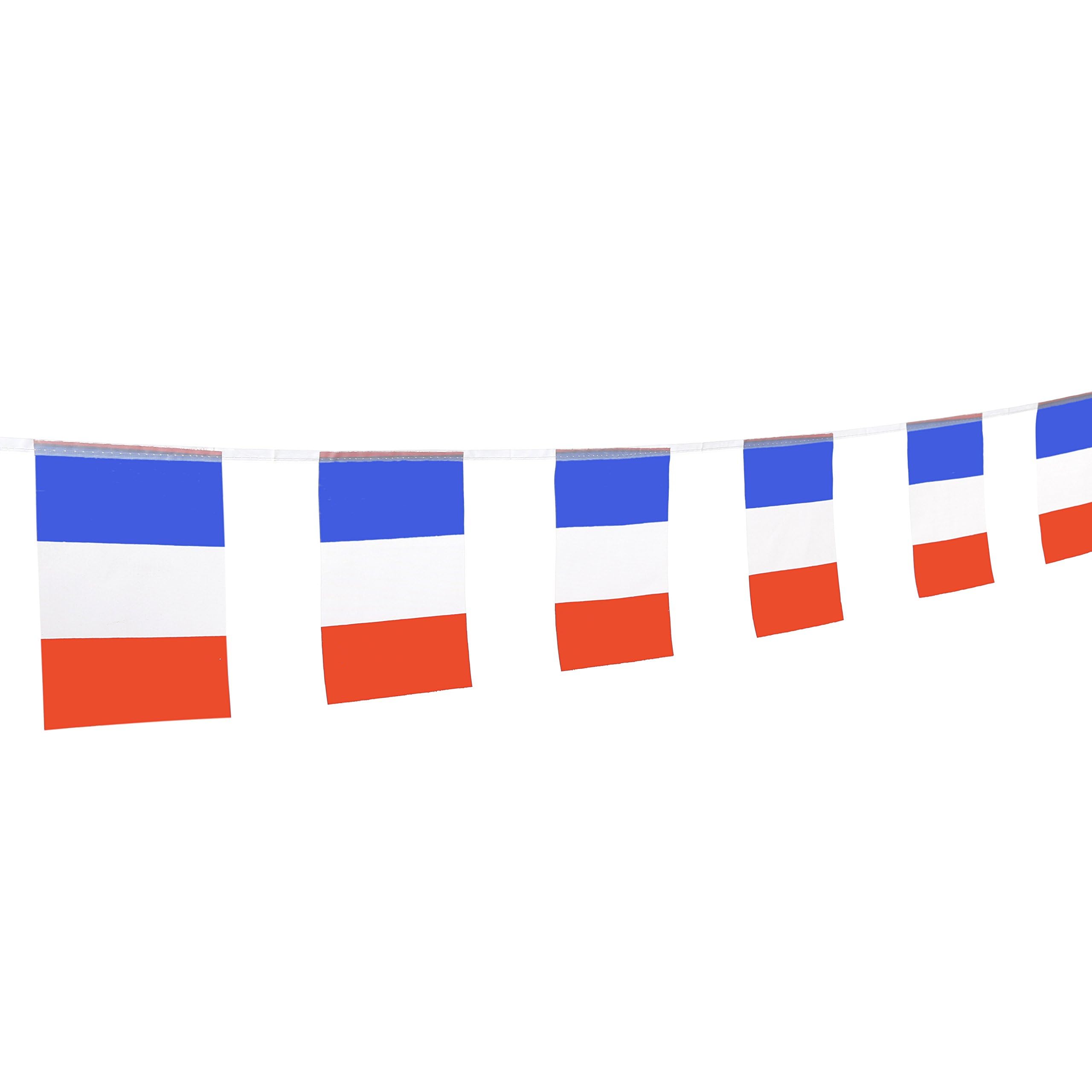 Bandera de cuerda de campo, bandera de cuerda de 5.5 x 8.2 pulgadas, decoraciones de fiesta para interiores y exteriores, 20 mini banderas de 16 pies (Francia)