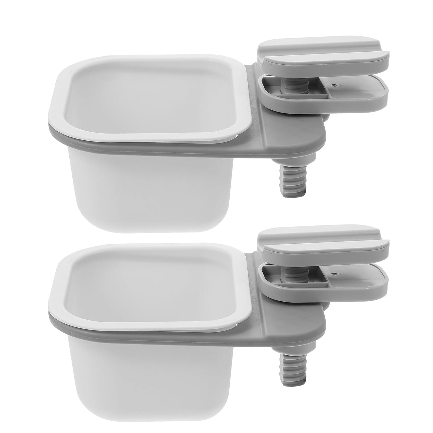 2pcs Rotatable Desktop Waste Can and Plastic Sundry Storage Box with Clip, Small Office Table Trash Holder for Desk Organization in White and Gray