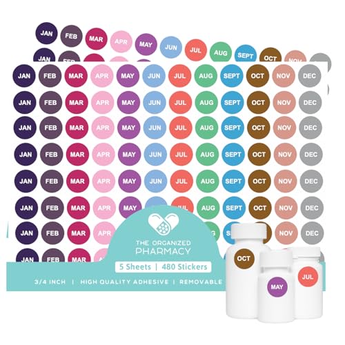 The Organized Pharmacy Expiration Dates Stickers System, JAN-DEC