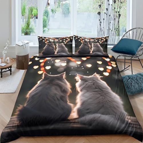 Housse de couette chats hypoallergénique résistante en microfibre douce - 4