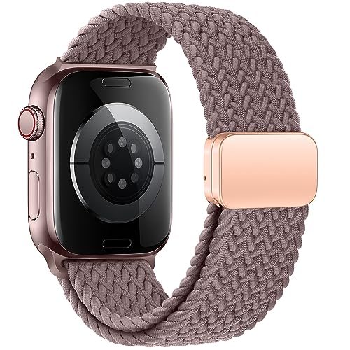 KEYSJEFF Compatible with Apple Watch Strap 46mm 45mm 44mm 42mm 41mm 40mm, Braided Nylon Sport Band Adjustable Elastics Magnetic Buckle Straps for Iwatch Series 10/9/8/7/6/SE/5/4