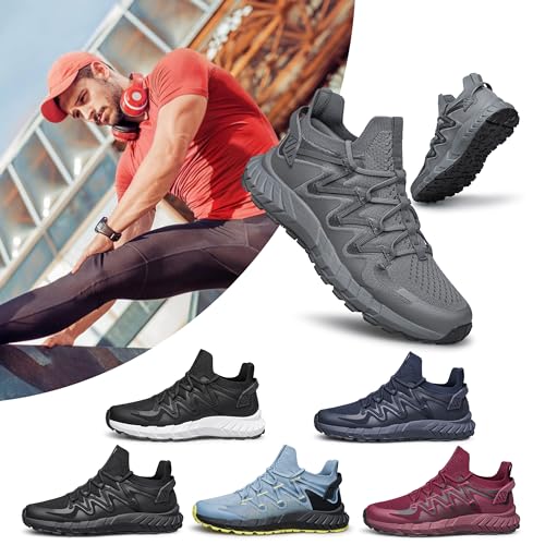 Men's Walking Shoes Hands Free Slip On Sneaker Strap Running Tennis Shoes for Flat Feet Plantar Fasciitis Workout Shoes2