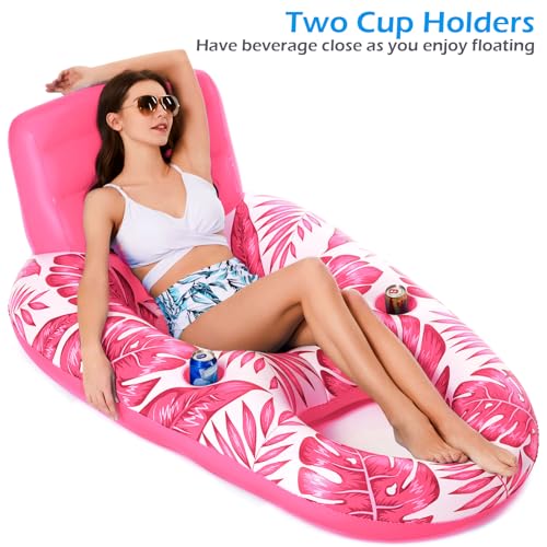Image of Jasonwell Inflatable Pool Float Adult - Pool Floaties Lounger Floats Raft Floating Chair Water Floaties for Swimming Pool Lake Lounge Float with Cup Holders Beach Pools Party Toys for Adults